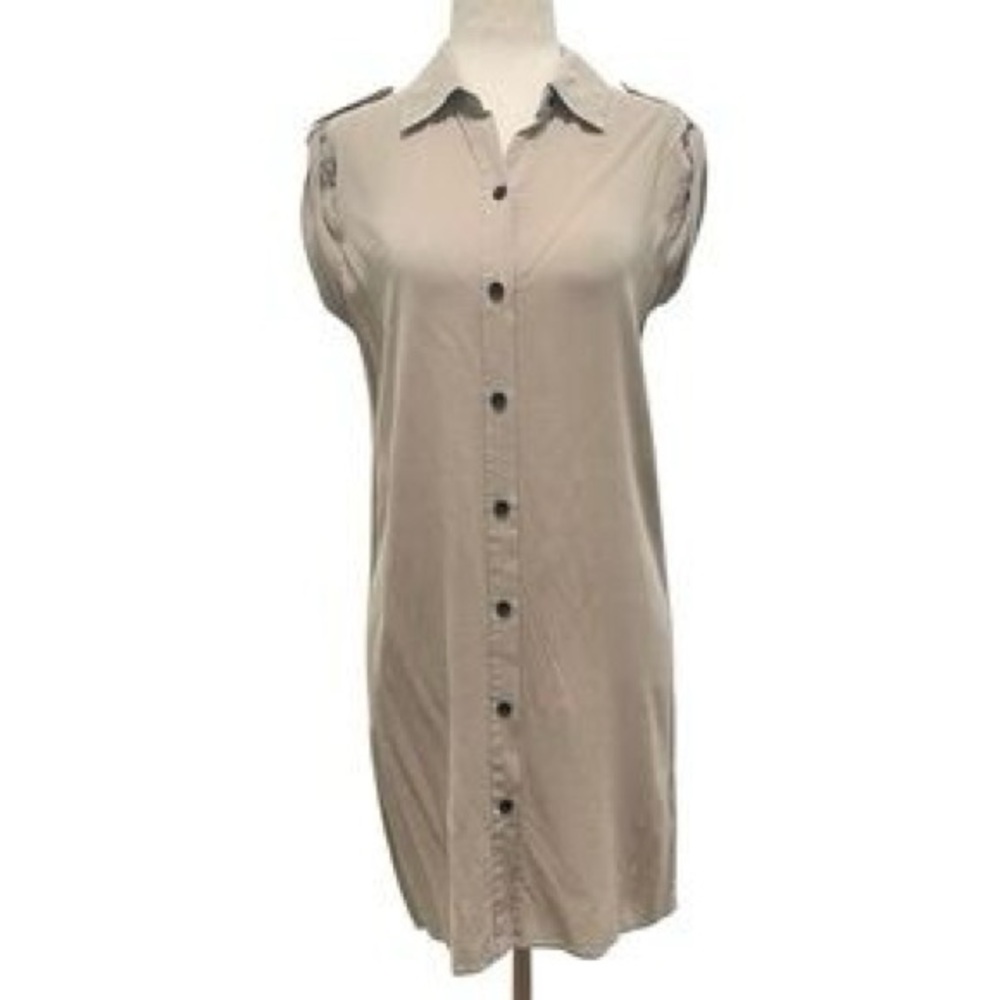 Alice + Olivia Gray Button-Up Sheer Silk Oversized Top